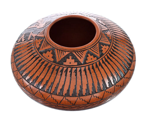 Kokopelli Navajo Hand Crafted Pottery By Artist Watchman AX129343